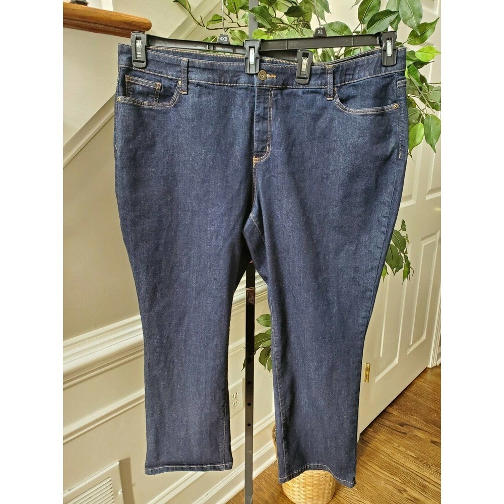 ST. Johns Bay Women Blue Denim Cotton Mid Rise Straight Leg Jeans Pant Size 24WS